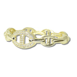 113178, 14K GOLD PLATED MARINER LINK CZ HINGED BRACELET