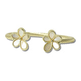 113185, 14K GOLD PLATED FLOWER BLOSSOM CABLE CUFF BRACELET