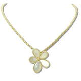 113187, 14K GOLD PLATED FLOWER BLOSSOM PENDANT NECKLACE