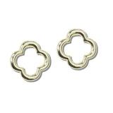 113189, 14K GOLD PLATED OPEN QUATREFOIL STUD EARRINGS