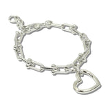 113191, 14K GOLD PLATED LINK OPEN HEART CHARM BRACELET
