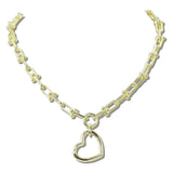 113193, 14K GOLD PLATED LINK OPEN HEART PENDANT NECKLACE