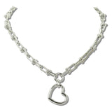 113193, 14K GOLD PLATED LINK OPEN HEART PENDANT NECKLACE