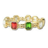 113200, CHRISTMAS EMERALD CUT CRYSTAL STRETCH BRACELET
