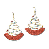 113202, CHRISTMAS GLITTER CHRISTMAS TREE DROP EARRINGS