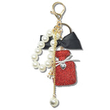 113202, CRYSTAL PERFUME BOTTLE PARIS BAG CHARM KEYCHAIN