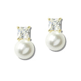 113203, GEOMETRIC CRYSTAL AND PEARL DROP EARRINGS