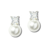 113203, GEOMETRIC CRYSTAL AND PEARL DROP EARRINGS