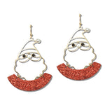 113203, CHRISTMAS GLITTER SANTA CLAUS DROP EARRINGS
