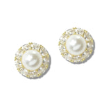 113204, CRYSTAL HALO PEARL STUD EARRINGS