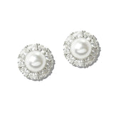 113204, CRYSTAL HALO PEARL STUD EARRINGS