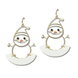 113204, CHRISTMAS GLITTER SNOWMAN DROP EARRINGS