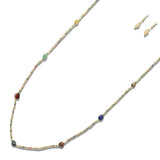 113206, MULTI GEMSTONE ORGANIC NUGGET BEADED LONG NECKLACE