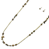 113207, METALLIC ORGANIC STONE LONG STRAND NECKLACE