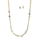 113207, METALLIC ORGANIC STONE LONG STRAND NECKLACE