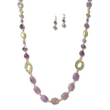 113212, HAMMERED RING AND MULTI BEADED LONG NECKLACE