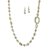 113213, HAMMERED OVAL LINK BEADED LONG NECKLACE