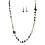 113215, TEXTURED CHAIN AND FACETED BEADED LONG NECKLACE