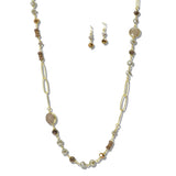 113215, TEXTURED CHAIN AND FACETED BEADED LONG NECKLACE