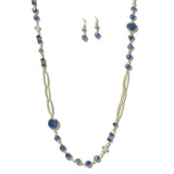 113215, TEXTURED CHAIN AND FACETED BEADED LONG NECKLACE