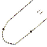 113215, TEXTURED CHAIN AND FACETED BEADED LONG NECKLACE