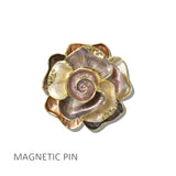 113216, ENAMEL FLOWER FABRIC SAFE MAGNETIC PIN