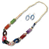 113217, BOLD GEOMETRIC LINK STATEMENT LONG NECKLACE