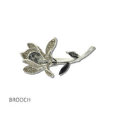 113218, ANTIQUE METALLIC CRYSTAL FLOWER STATEMENT BROOCH PIN