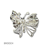 113219, METALLIC CRYSTAL BUTTERFLY OPENWORK BROOCH PIN