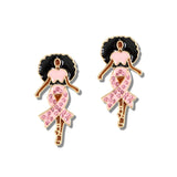 113226, BREAST CANCER AWARENESS PINK RIBBON DROP EARRINGS