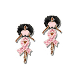 113226, BREAST CANCER AWARENESS PINK RIBBON DROP EARRINGS