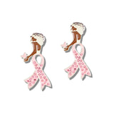 113227, BREAST CANCER WARENESS RIBBON DROP EARRINGS