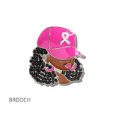 113229, BREAST CANCER AWRENESS PINK RIBBON CAP LADY BROOCH PIN