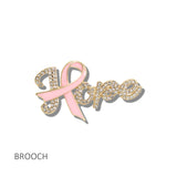 113230, HOPE SCRIPT AWARENESS PINK RIBBON BROOCH PIN