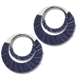 113231, OVERSIZED DENIM WRAPPED CONCENTRIC HOOP EARRINGS