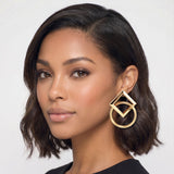 113232, INTERLOCKING GEOMETRTIC DIAMOND AND CIRCLE EARRINGS