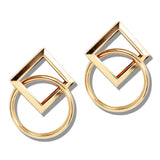 113232, INTERLOCKING GEOMETRTIC DIAMOND AND CIRCLE EARRINGS