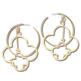 113233, OVERSIZED NESTED QUATREFOIL OPEN HOOP EARRINGS