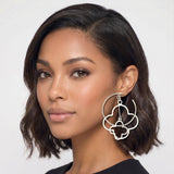 113233, OVERSIZED NESTED QUATREFOIL OPEN HOOP EARRINGS