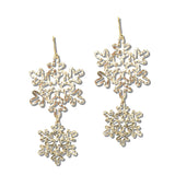 113235, CHRISTMAS DOUBLE TIER SNOWFLAKE DROP EARRINGS