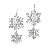 113235, CHRISTMAS DOUBLE TIER SNOWFLAKE DROP EARRINGS