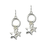 113237, DOUBLE LAYERED STAR HOOP DROP EARRINGS