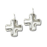 113245, HAMMERED CROSS DROP EARRINGS