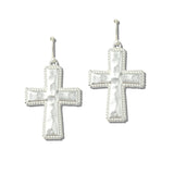 113247, HAMMERED CROSS ROPE BORDER DROP EARRINGS