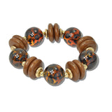 113256, LEOPARD PRINT BALL RESIN STRETCH BRACELET