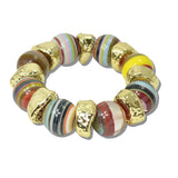 113258, STRIPED RESIN BALL BEAD STRETCH BRACELET