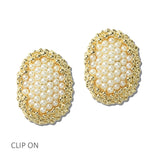 113262, TEXTURED CAVIAR AND PEARL CLIP ON EARRINGS