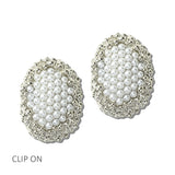 113262, TEXTURED CAVIAR AND PEARL CLIP ON EARRINGS