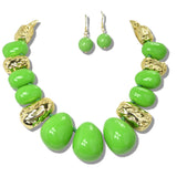 113263, CHUNKY ORGANIC NUGGET AND HAMMERED BARREL NECKLACE
