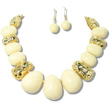 113263, CHUNKY ORGANIC NUGGET AND HAMMERED BARREL NECKLACE